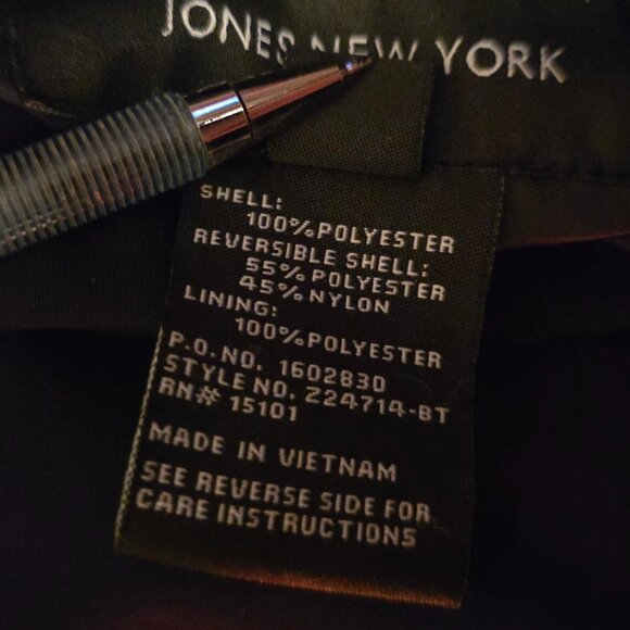 JONES NEW YORK Women's REVERSIBLE Jacket Large Black/gray speckled Trench Coat - Picture 6 of 10